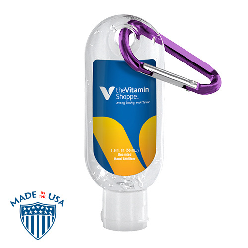 Clear Sanitizer with Carabiner Clip - Made in USA