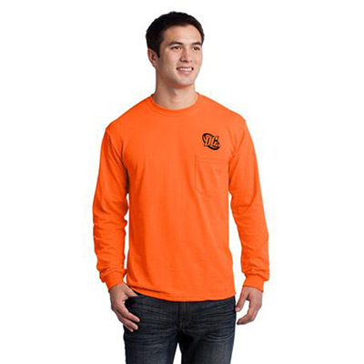 Gildan® - Ultra Cotton® 50/50 Long Sleeve T-Shirt with Pocket (Safety Orange)