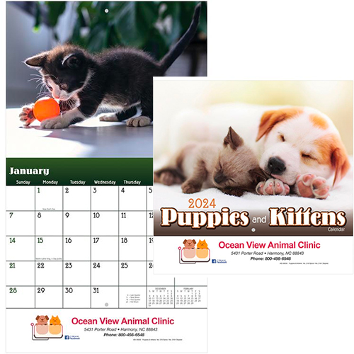 Puppies & Kittens Wall Calendar - Stapled