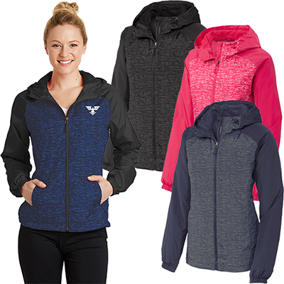 Sport-Tek® Ladies Heather Hooded Wind Jacket