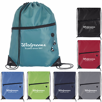 Front Zip Drawstring Backpack