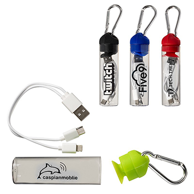 3-in-1 Charger Cable in Carabiner Storage Tube