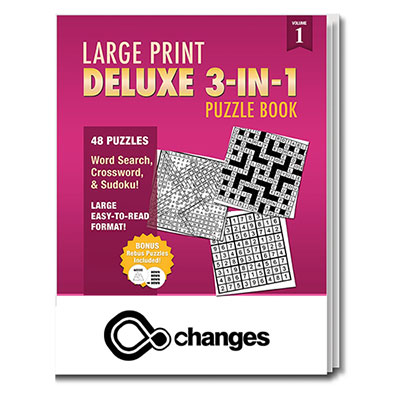 Large Print Deluxe 3-in-1 Puzzle Book - Vol. 1