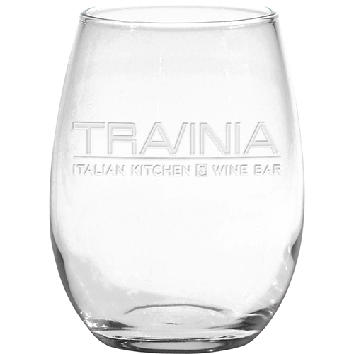 15 oz. Stemless White Wine Glass - Deep Etched
