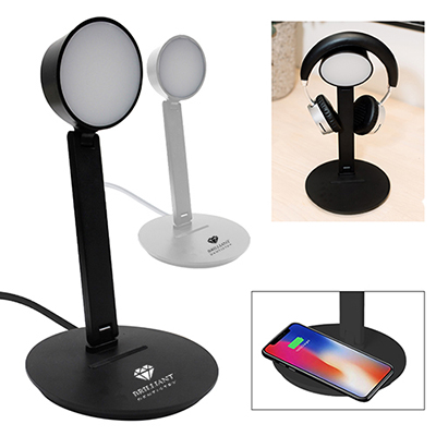 Vanity Light Wireless Charger with Headphone Stand
