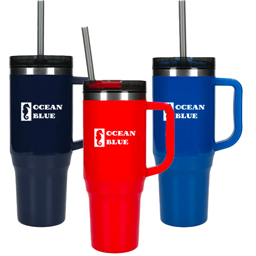 Custom 40oz Tumbler With Handle & Straw Lid Travel Quencher