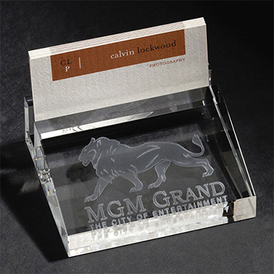 3D Crystal Business Card Holder - Laser Engraved