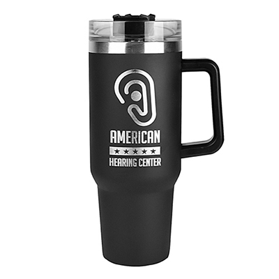 The Forty - Double Wall Tumbler with Handle - Laser Engraved