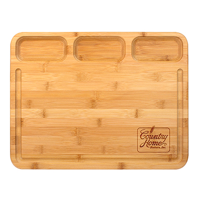 3-Well Kitchen Prep & Serve Bamboo Board