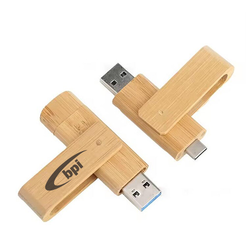 Bamboo Swivel USB Type A & C Drive 16GB