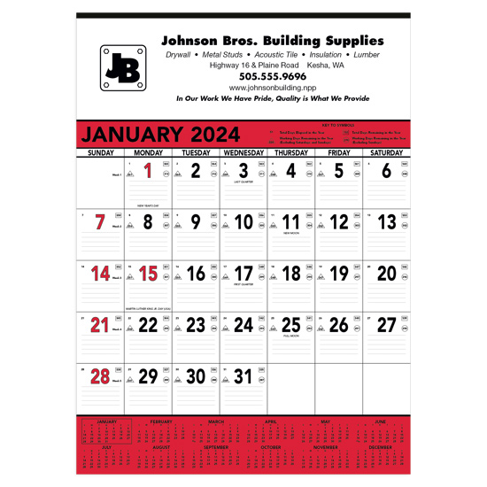 Red & Black Memo Calendar